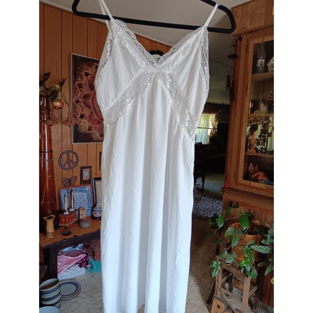White Cotton Slip Dress Lingerie Small